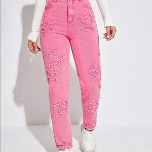 Shein pink star jeans